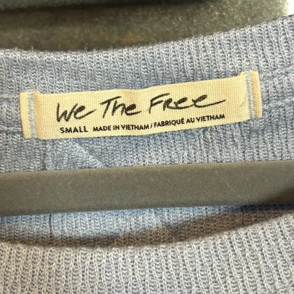 We The Free Free People Blue Ribbed Long Sleeve Top Size Small - Picture 4 of 7